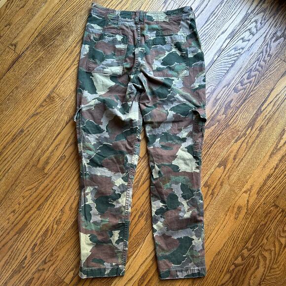 Anthropologie Pants Womens Camo Linen Blend Cargo Pocket Green Khaki Size 27100 - Picture 10 of 10